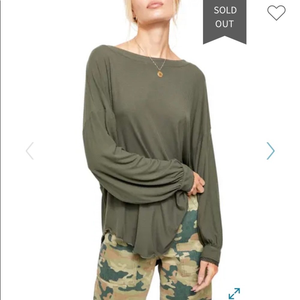 Free People Shimmy Shake Top Army Green M